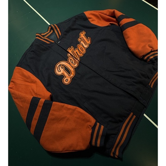 Vintage JH Design Detroit Tigers Reversible Wool Bomber‎ Jacket Men's 2XL XXL - Picture 11 of 16
